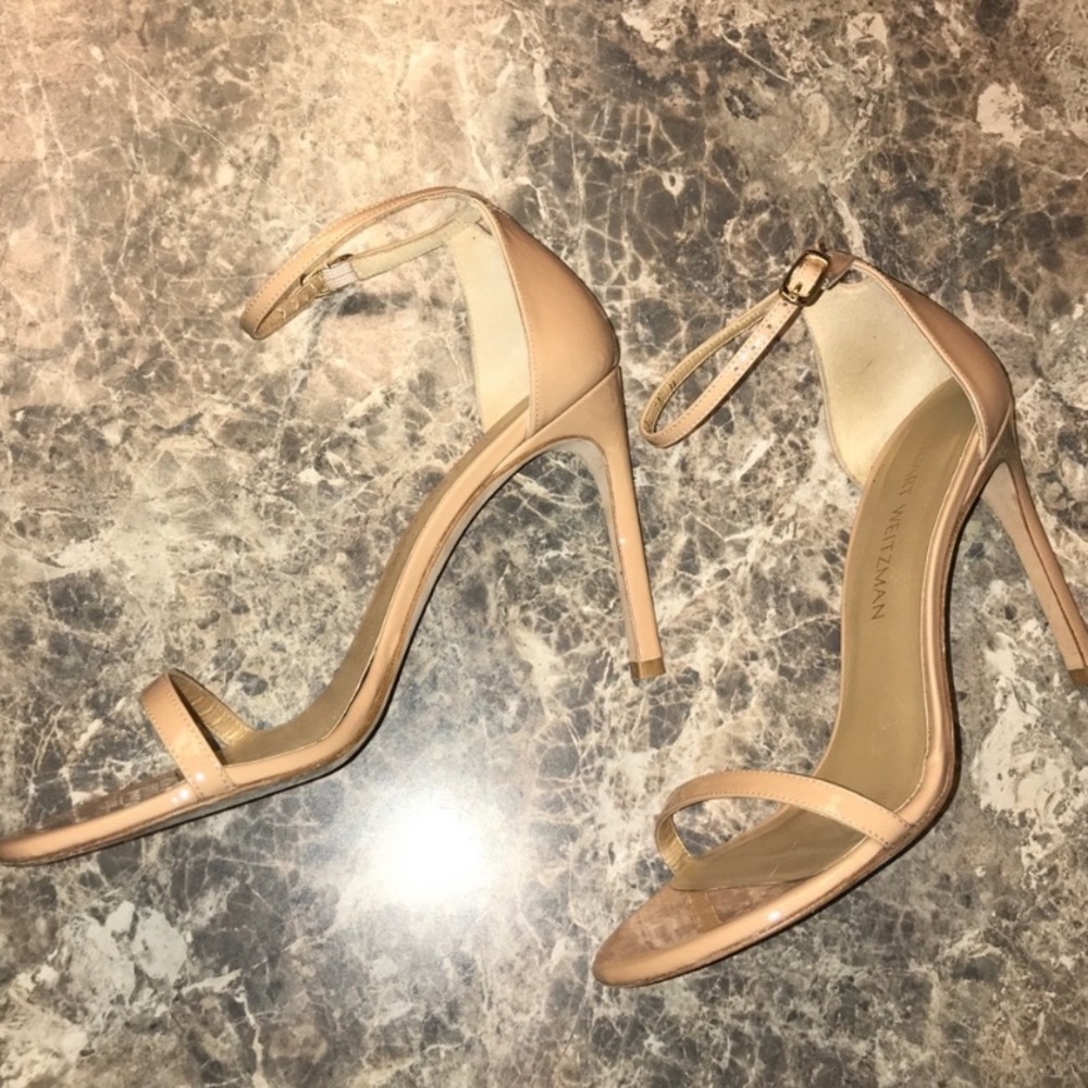 Stuart Weitzman Nudistsong Nude Patent Heels 7.5